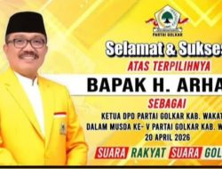 H. ARHAWI TERPILIH KEMBALI MENJADI NAHKODA DPD PARTAI GOLKAR KABUPATEN WAKATOBI